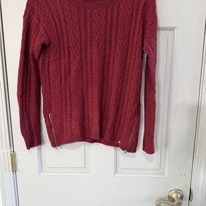 American Eagle Outfitters Maroon Cable Knit Sweater